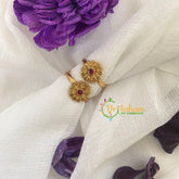Premium AD Stone Toe Rings -Spiked Flower-Red -G7509